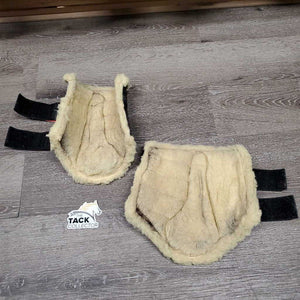 Pr Closed Boots, velcro, thick fleece *gc, clean, peeled, v.hairy velcro, clumpy, rubs, stains