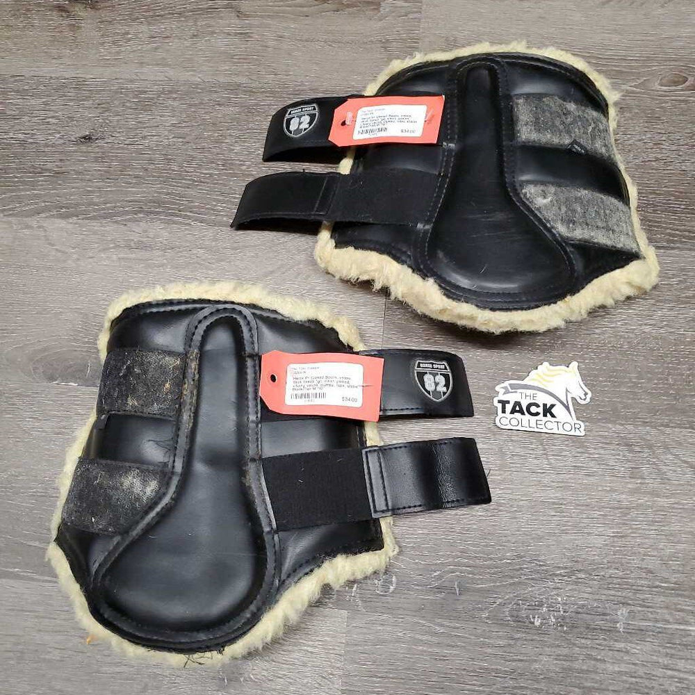Pr Closed Boots, velcro, thick fleece *gc, clean, peeled, v.hairy velcro, clumpy, rubs, stains