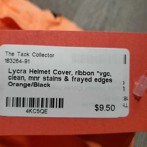 Lycra Helmet Cover, ribbon *vgc, clean, mnr stains & frayed edges