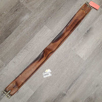 3 Fold Leather Girth *gc, clean, stained, dry, older, creases, bubbled spot
