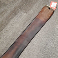 3 Fold Leather Girth *gc, clean, stained, dry, older, creases, bubbled spot
