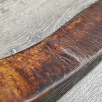 3 Fold Leather Girth *gc, clean, stained, dry, older, creases, bubbled spot
