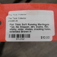Flat Thick Soft Running Martingale *fair, No Stopper, dirt, stains, film, sticky, older, xholes, cracking holes, extended
