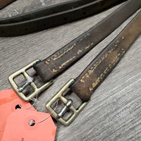 Pr Soft Narrow Stirrup Leathers *gc, olderuneven, rough stitching, discolour, rubs, dents
