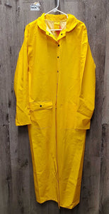 '2W Full Length Vinyl Rain Slicker, Snaps, Corduroy Collar, Leg Snaps, bag *new