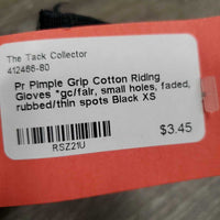 Pr Pimple Grip Cotton Riding Gloves *gc/fair, small holes, faded, rubbed/thin spots
