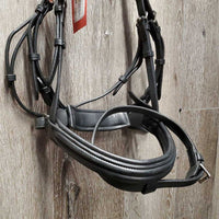 Padded/Rsd Dressage Bridle, Crank, Flash, Plain Notched Reins *xc/like new
