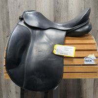 17" MW *5" Passier Corona Dressage Saddle, Pommel Strap, Grey/Brown Cover, Lg Front Block, Wool Flocking, Rear Gusset Panels, Flaps: 17"L x 12.5"W Serial #: 17049091
