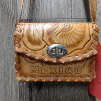 KIDS? Tooled Leather Purse, strap "Mexico" *vgc, curled edges
