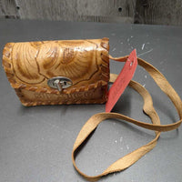 KIDS? Tooled Leather Purse, strap "Mexico" *vgc, curled edges
