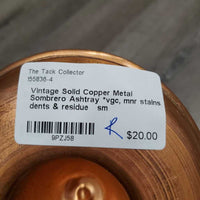 Vintage Solid Copper Metal Sombrero Ashtray *vgc, mnr stains, dents & residue
