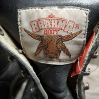 MENS Hvy Western Roper Boots, Laces, Fringe *gc, older, dirt, creases, scraped edges, mnr scuffs & scraped & rubbed heels
