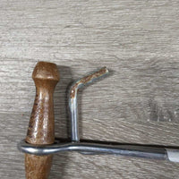 2 Fine Wood Handle Boot Pulls *fair, older, peeled, chipped, marker, BENT, rusty