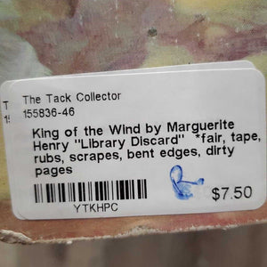 King of the Wind by Marguerite Henry "Library Discard" *fair, tape, rubs, scrapes, bent edges, dirty pages