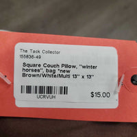 Square Couch Pillow, "winter horses", bag *new
