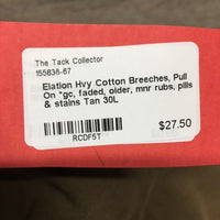 Hvy Cotton Breeches, Pull On *gc, faded, older, mnr rubs, pills & stains

