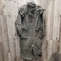 Full Length Oilskin Slicker *gc, older, dirty, rubs, folded/curled pockets, thin edges
