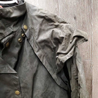 Full Length Oilskin Slicker *gc, older, dirty, rubs, folded/curled pockets, thin edges
