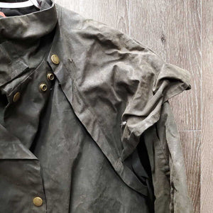 Full Length Oilskin Slicker *gc, older, dirty, rubs, folded/curled pockets, thin edges