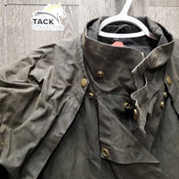 Full Length Oilskin Slicker *gc, older, dirty, rubs, folded/curled pockets, thin edges
