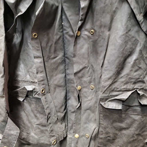 Full Length Oilskin Slicker *gc, older, dirty, rubs, folded/curled pockets, thin edges