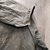 Full Length Oilskin Slicker *gc, older, dirty, rubs, folded/curled pockets, thin edges
