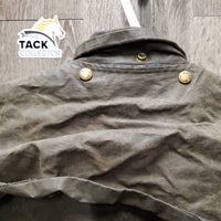 Full Length Oilskin Slicker *gc, older, dirty, rubs, folded/curled pockets, thin edges
