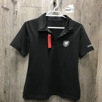 SS Polo Shirt, 1/4 Button Up *gc, seam rubs, dirty, faded, discolored
