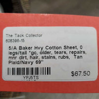 Hvy Cotton Sheet, 0 legs/tail *gc, older, tears, repairs, mnr dirt, hair, stains, rubs
