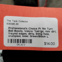 Pr No Turn Bell Boots, Velcro *fair/gc, mnr dirt, frayed edges, dirty, lining hole, crumpled, older
