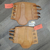 Pr Closed Leather Brushing Boots, Buckles, Neoprene Lining *like new, lining: dents & chips, older
