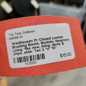 Pr Closed Leather Brushing Boots, Buckles, Neoprene Lining *like new, lining: dents & chips, older