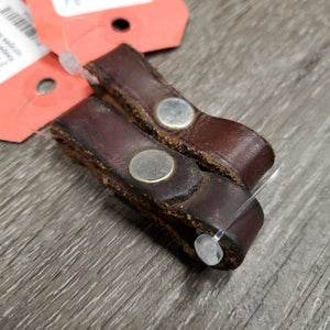 2 Thick Leather Full Cheek Bit Keepers, Rivets *gc, older, edge scrapes
