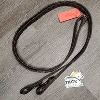 Wide Leather Braided Reins *gc/fair, stiff, loose thread/stitches, dry, rubs
