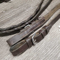 Thick Braided Reins, buckles *fair/gc, missing & loose laces, rubs, dirt, scrapes
