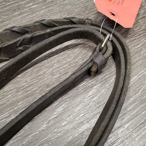 Thick Braided Reins, buckles *fair/gc, missing & loose laces, rubs, dirt, scrapes