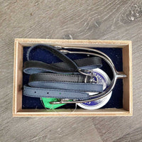 Pr POW Spurs & Thin Leather Spur Straps, wood box, "2003 Reserve Champion" *new
