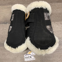 Pr Thick Closed Boots, Fleece Lined, Velcro *gc, clean, hairy, rubs, faded, v.hairy velcro
