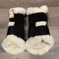 Pr Thick Closed Boots, Fleece Lined, Velcro *gc, clean, hairy, rubs, faded, v.hairy velcro
