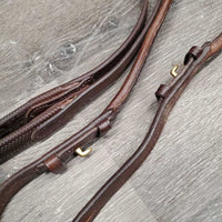Monocrown Soft Fine Rolled Figure 8 Bridle & Rolled Rubber Reins, tag *xc/like new, older, xholes, film
