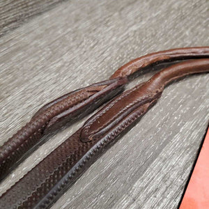 Monocrown Soft Fine Rolled Figure 8 Bridle & Rolled Rubber Reins, tag *xc/like new, older, xholes, film