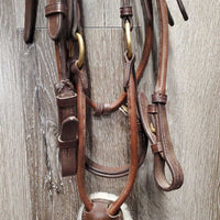 Monocrown Soft Fine Rolled Figure 8 Bridle & Rolled Rubber Reins, tag *xc/like new, older, xholes, film
