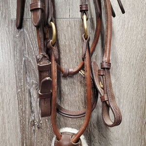 Monocrown Soft Fine Rolled Figure 8 Bridle & Rolled Rubber Reins, tag *xc/like new, older, xholes, film