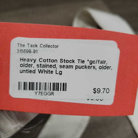 Heavy Cotton Stock Tie *gc/fair, older, stained, seam puckers, older, untied
