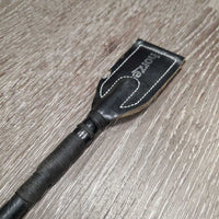 Riding Crop - Whip, silver Cap end, leather wrapped *gc/fair, v.broken handle elastics, cap: bent & glued, v.mnr dirt
