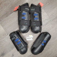 Front & Hind Closed Cross Country Boots, velcro *gc, rubs, clean, hairy, scrapes, frays, rough edges
