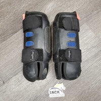 Front & Hind Closed Cross Country Boots, velcro *gc, rubs, clean, hairy, scrapes, frays, rough edges
