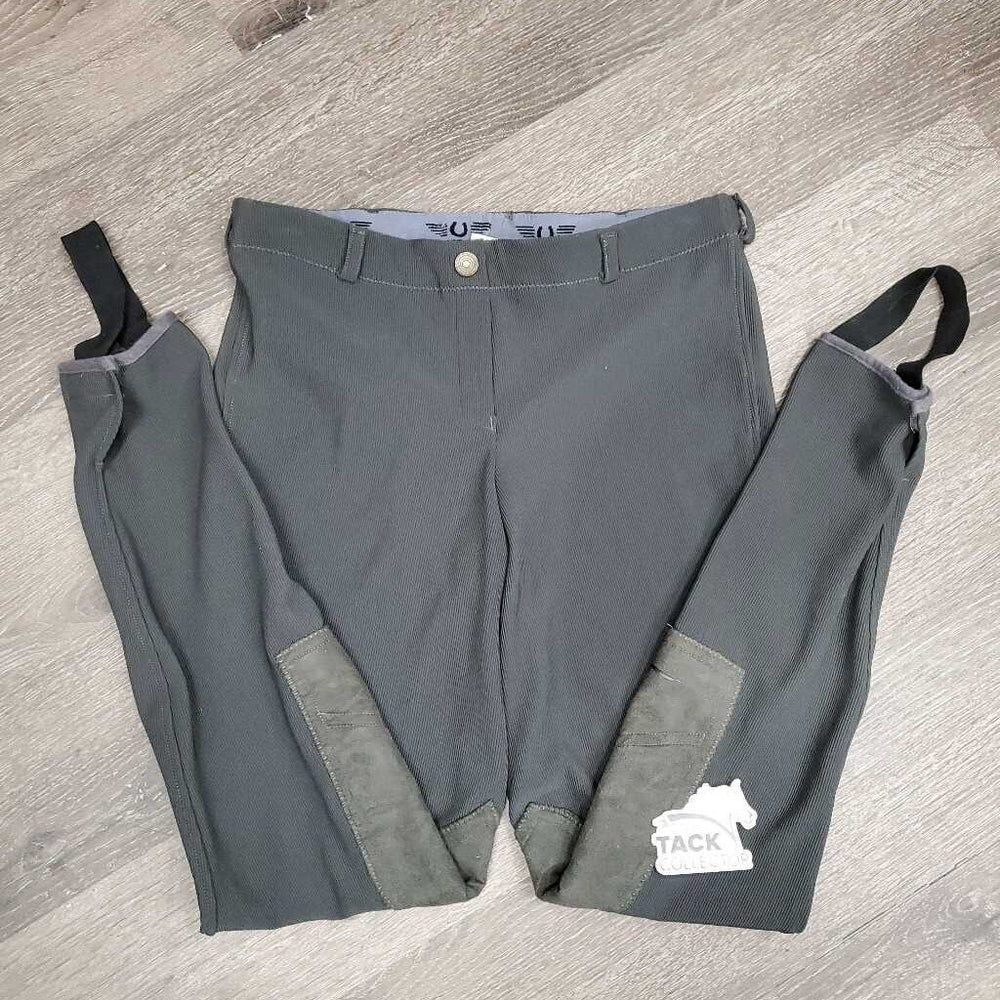 Ribbed Breeches, Pull On *vgc, v.rubbed & pilly knees, sewn on elastics