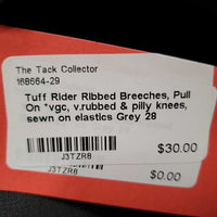 Ribbed Breeches, Pull On *vgc, v.rubbed & pilly knees, sewn on elastics