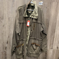 Light Summer Jacket, zipper, drawstring waist *gc, clean, torn pocket, older?
